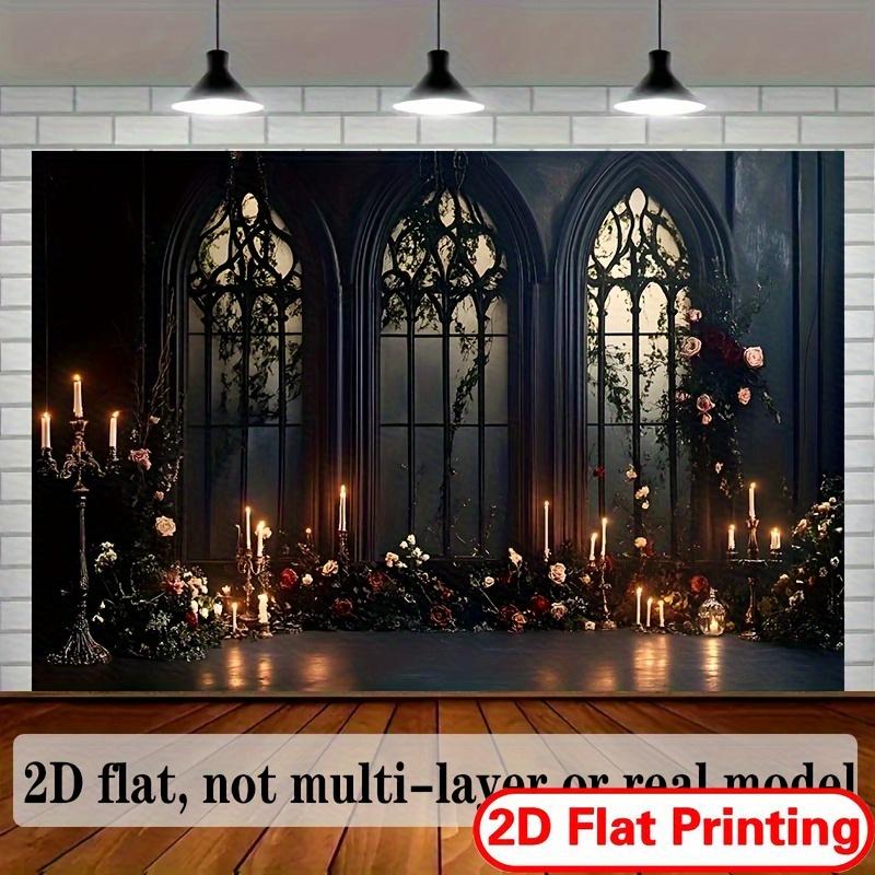 2D plane a Gothic arched window banner - Medieval style suitable for home decoration