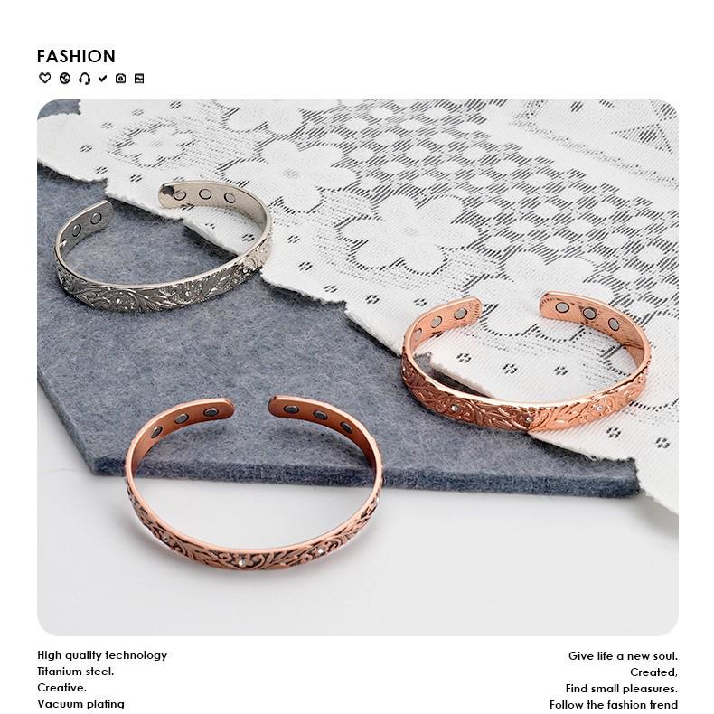 Ретро-браслет из меди с цветочным узором и ажурным дизайном - Европейский и американский стиль