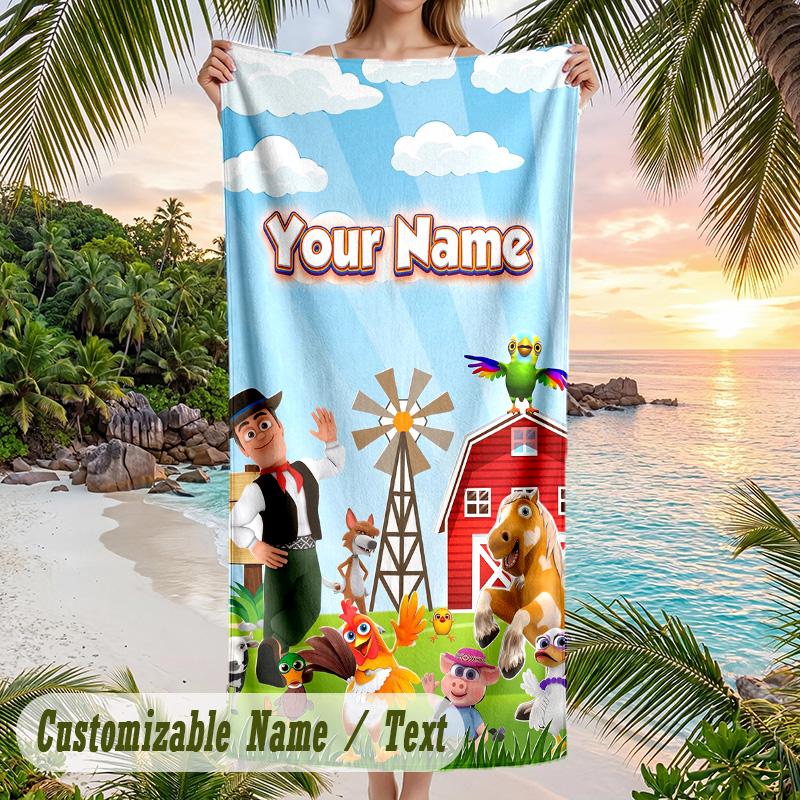 La Granja de Zenón Beach Towel, Personalized Custom Text, Quick Dry Soft Large Towel For Swimming Pool Travel