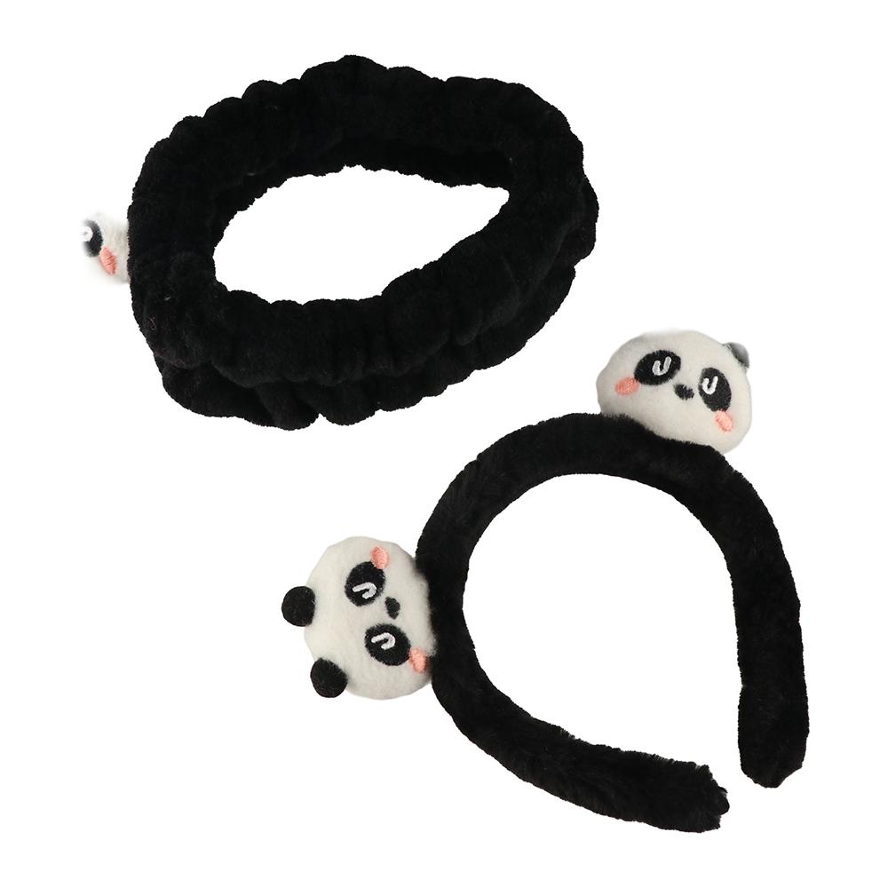 Пушистая плюшевая повязка на голову Каваий макияж Головной убор Изысканный обруч для волос с пандой Умывание