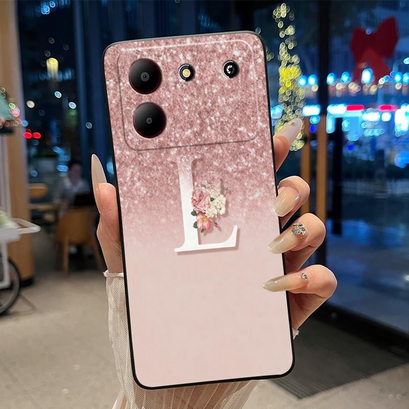 Чехол для ZTE Blade A54 4G Мягкий Силикон Черный Корпус ZTE Blade A54 4G Красивый Узор с Буквами и Звездным Небом Защита от Царапин
