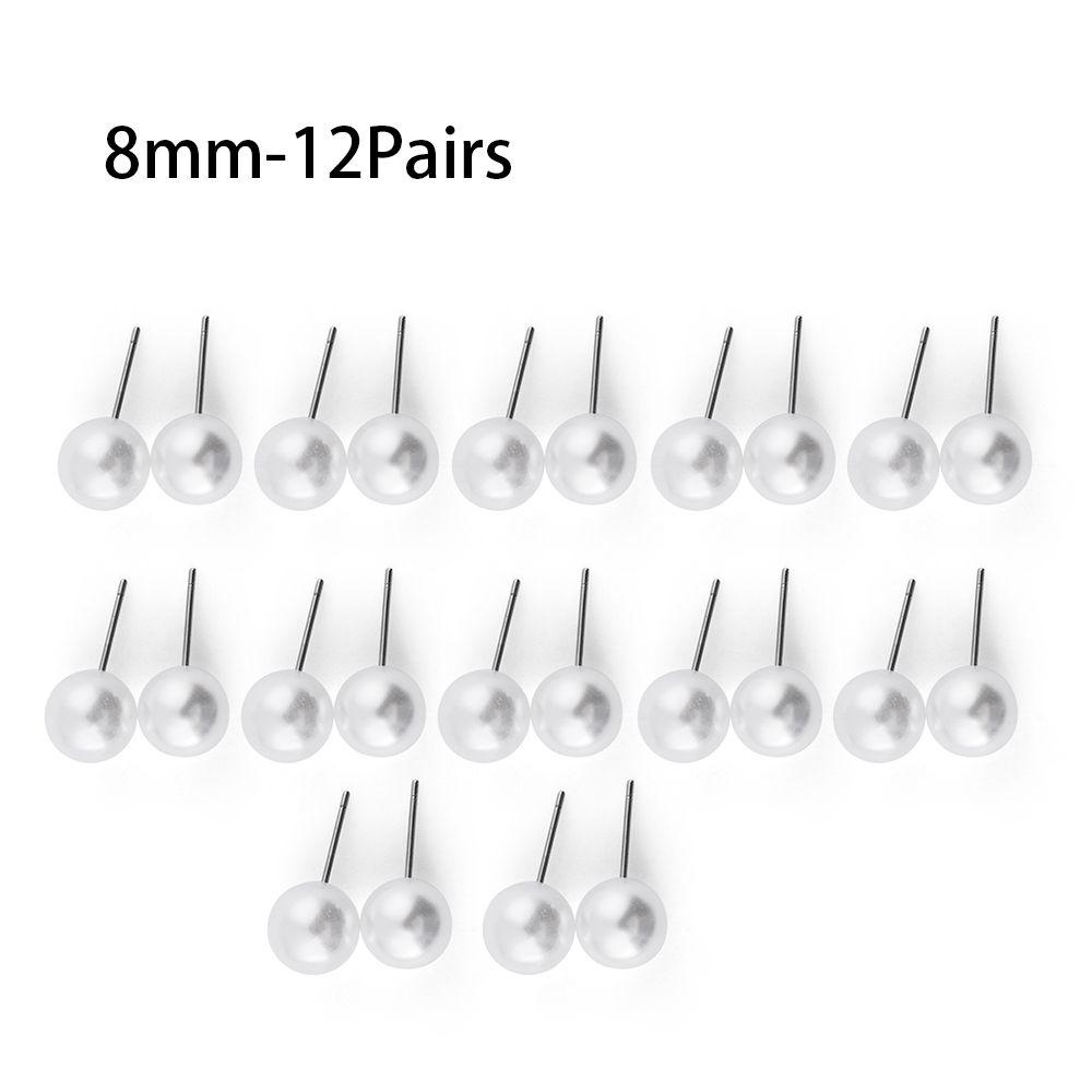 5Pairs/10Pairs/12Pairs Women Fashion Wedding Engagement Round Shape Elegant Ear Stud Pearl Earrings