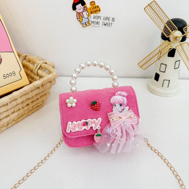 Belle Cinderella Girl Crossbody Shoulder Bag Cute Pearl Accessory Purse