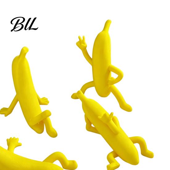 Innovative Gift for Friends 4PCS Funny Banana Man Figurine, 3D Printed Character Desktop Fun Office Desk Toys Ornaments, Novelty Cute Tabletop