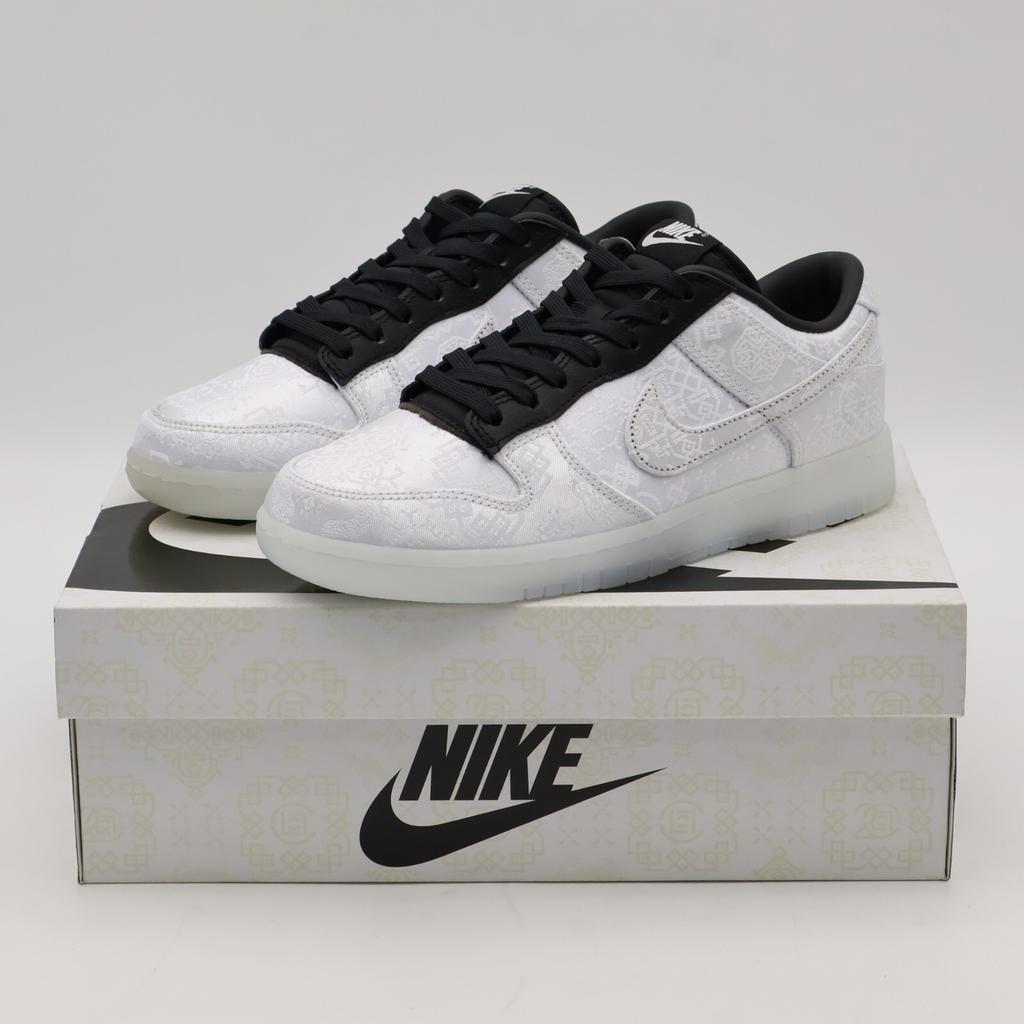 FN0315-110 CLOT Fragment Nike Dunk Low Белый Черный (Мужской)