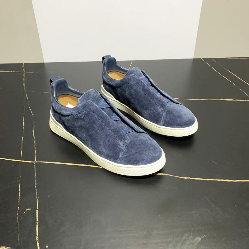 Мужские летние черные кожаные кроссовки Slip-On: Дышащие, легкие, повседневные, с круглым носком и плоской подошвой