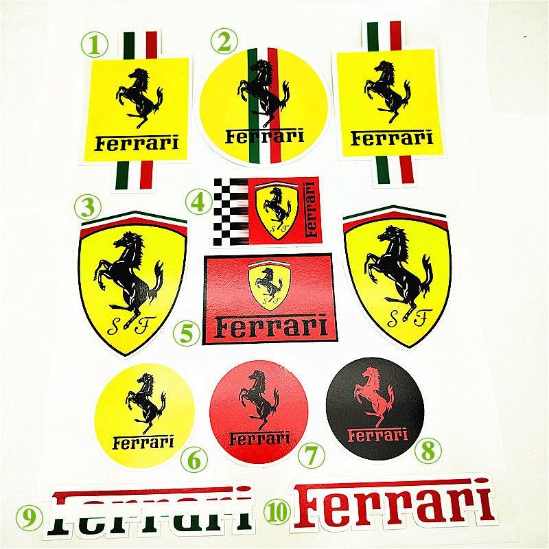 For Ferrari Logo Car Stickers Set Glitter Reflective Vinyl Decals for Car Body Window Laptop Motorcycle Decoration Accessories TG8