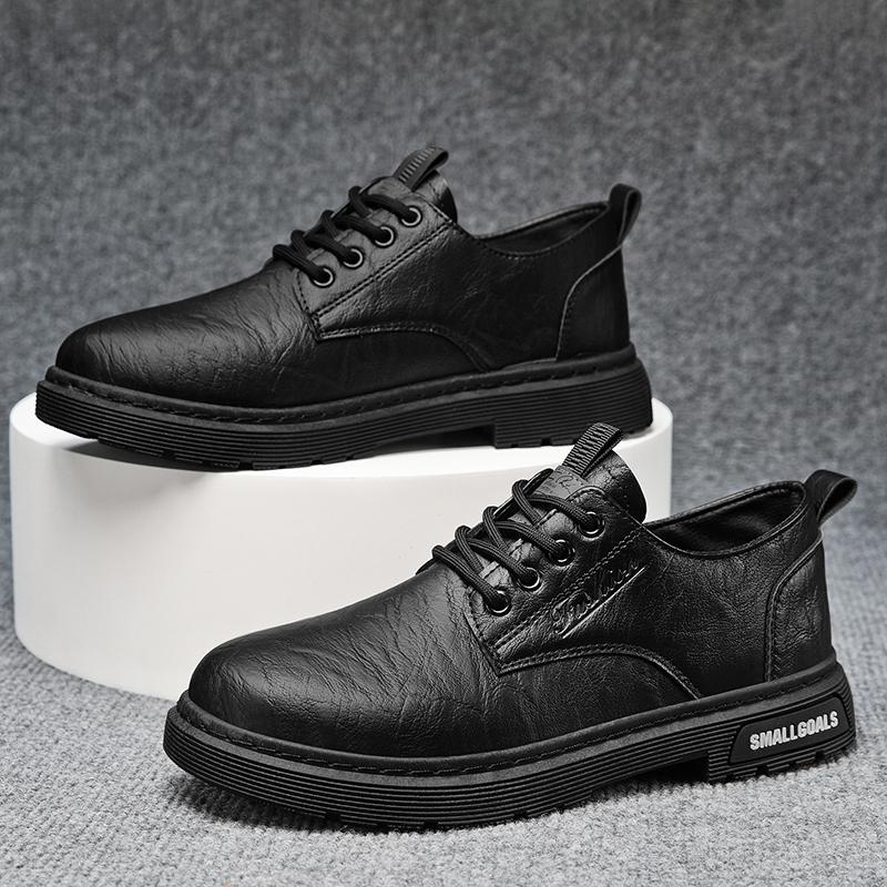 Летняя мужская повседневная нескользящая обувь против запаха, модная ретро обувь из кожи с низким верхом, мужская обувь в корейском стиле, рабочая обувь, мужская обувь