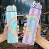 1PC Little Kinder Garden Rainbow 750ml Color Plastic Sports Water Bottle Leakproof Flip Straw Lid Suitable for Sports Office Home Use