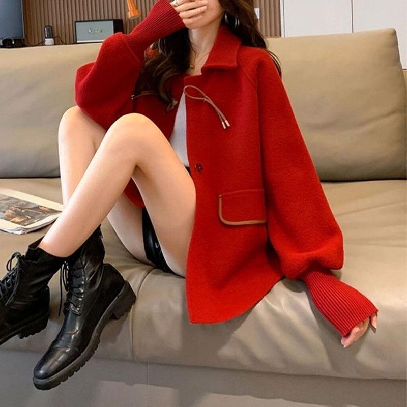 Весенние и осенние топы, трикотажные, рукав «летучая мышь», женская верхняя одежда, твидовый жакет