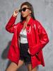 Formal Soft Stylish Genuine Handmade Lambskin Leather Women Red Shirt Casual
