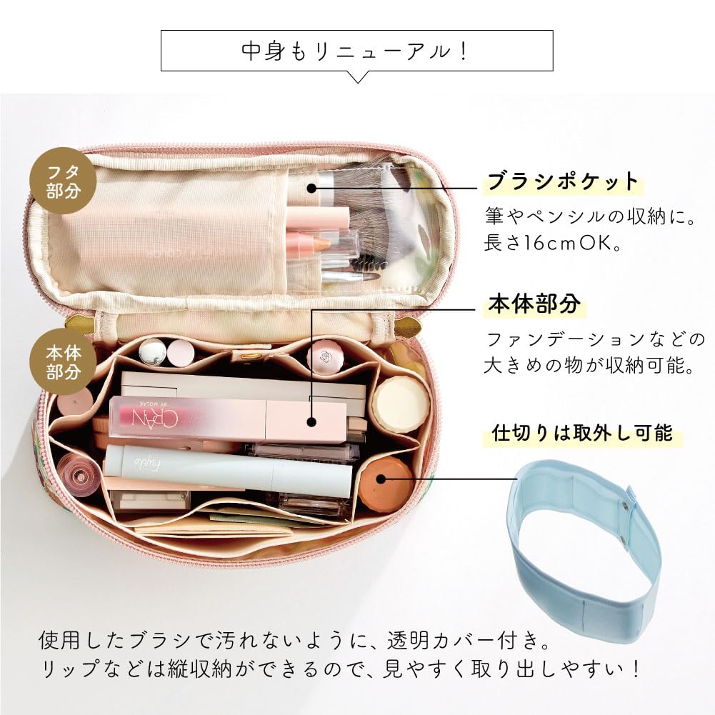 Premium Liberty Print Slim Vanity Pouch Gift Box Makeup Pouch Cosmetic Pouch Cute with Handle Slim Cosmetic Storage Floral Brush Pocket Travel Made In