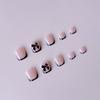 24 шт. Черные французские накладные ногти на пальцы ног, Press On Nails, Короткие квадратные, 3D Черный бант, Декор для ногтей на пальцы ног для женщин, Летний декор, Материалы для ногтей
