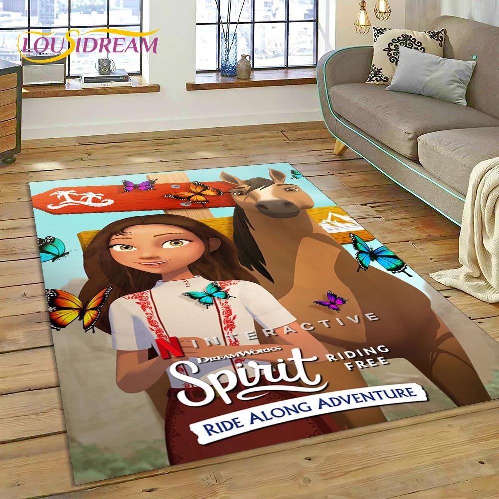 Ковер Spirit Riding Free с мультяшными лошадьми, ковер для гостиной, спальни, домашний декор, нескользящее украшение для дивана, коврик для двери, подарок для девочки
