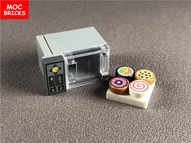 Набор MOC Кирпичи DIY Микроволновая печь Еда Печенье Суши Пончик Сахар Образовательные конструкторы игрушки для детей Рождественские подарки