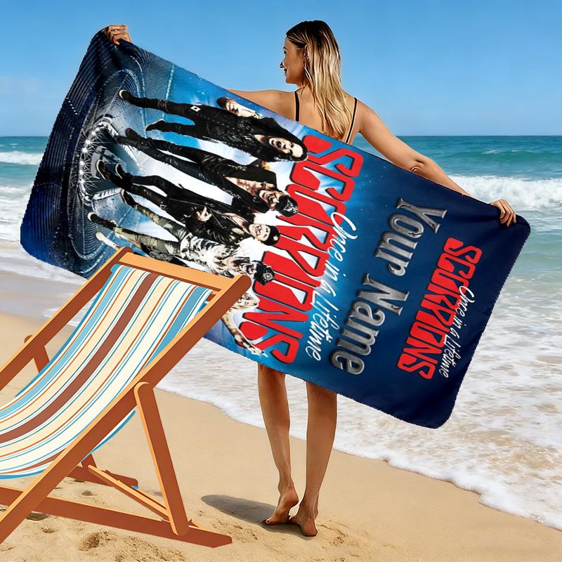 Name Custom Scorpions Print Beach Towel, Large Soft Quick Dry Towel for Beach Camping Swimming