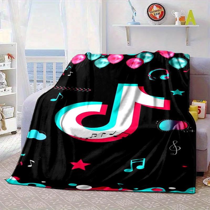Neon Tiktok Logo Art Portable Blanket/Soft Blanket Bedding Blanket Suitable for Travel Camping Living Rooms Offices Sofas Fan Gifts
