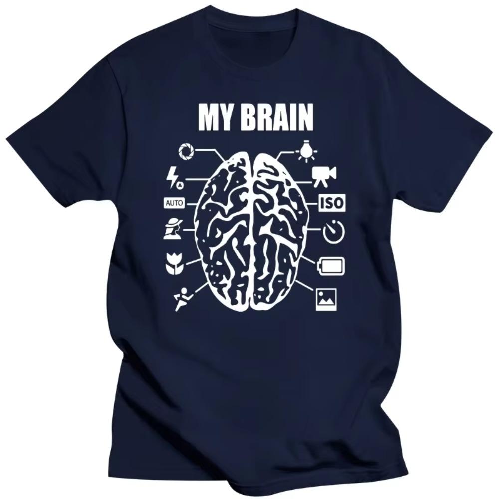 Novelty Vintage Photographer Brain T-Shirt Mens Short Sleeves  Streetwear Hip Hop Printed T Shirts Top Tees