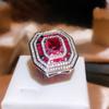 Damascus Rose Gem Ring Wine Stained Rose Big Carat Zircon Ring