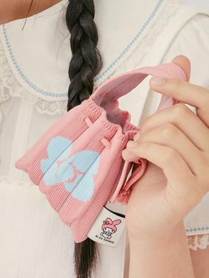 JOSEPH & STACEY Lucky Pleats Вязаная нано-сумка My Melody Цвет: Розовый с цветами