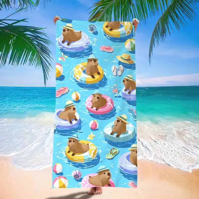 Cute Cartoon Guinea Pig Beach Towel Soft Sandproof Quick Dry Absorbent Towel Summer Beach Pool Travel Yoga Towel