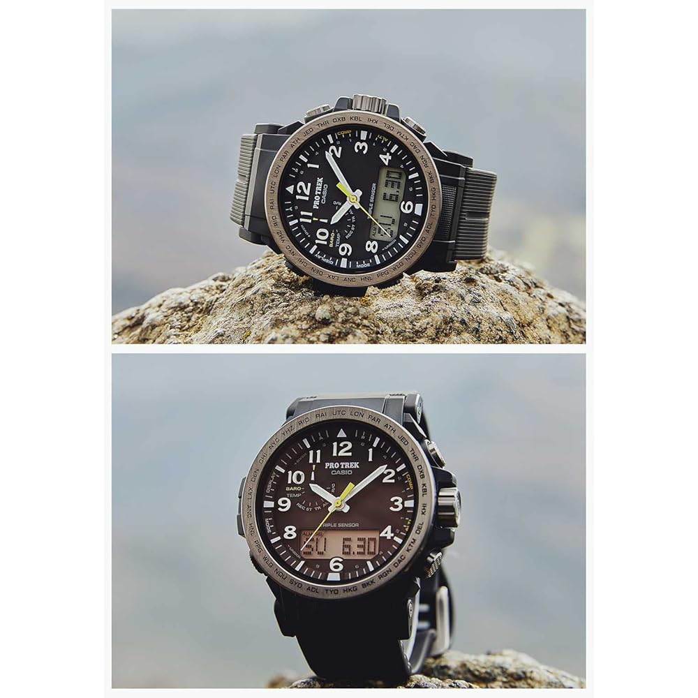 Часы Casio Pro Trek [Официальный японский продукт] Climber Line Радиоуправляемые на солнечной батарее Изготовлены из биопластика PRW-51Y-1JF Мужские Черные