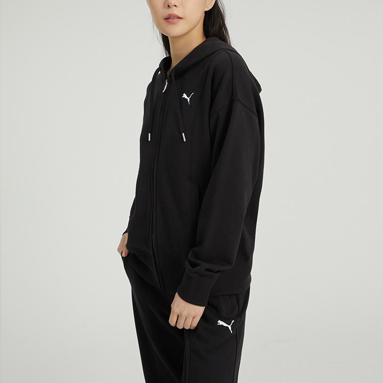 Puma Однотонная повседневная куртка на молнии с капюшоном, женские куртки, черный цвет 676654-01