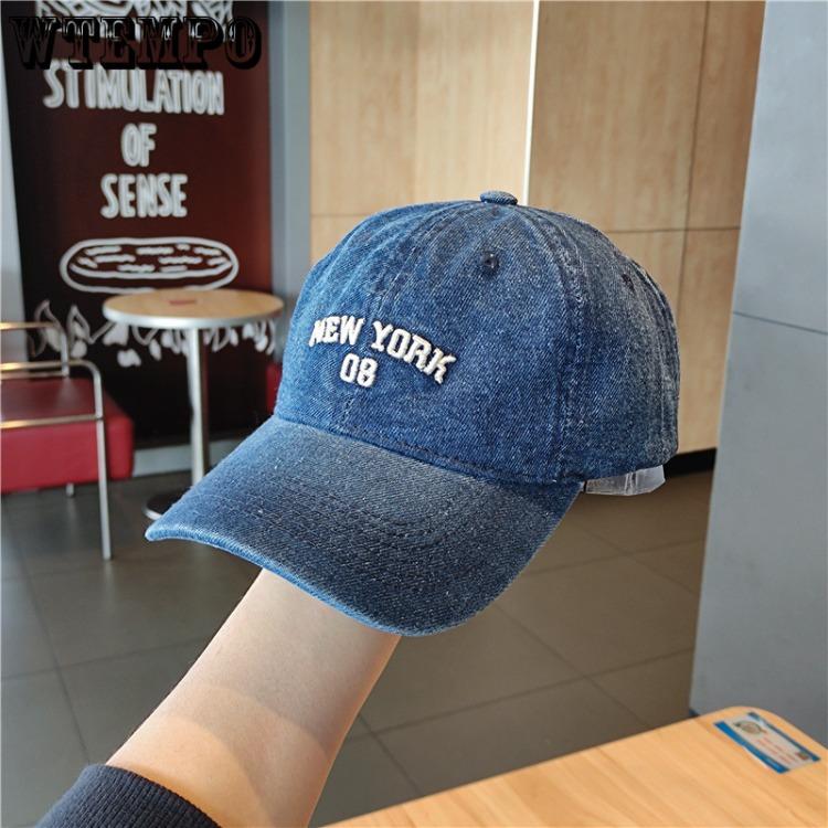 Embroidered Baseball Hat Spring and Autumn Hat for Women Casual Versatile Denim Duck Tongue Hat for Men