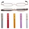 Fashion Mini Portable Clip Case Tube Reader Glasses Slim Pen Reading Glasses Spring Hinged Eyeglasses with For  Women