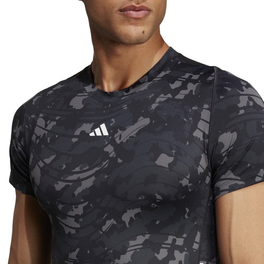Adidas Training Tech M T-Shirt, Fit, All-Over Print, MMI01, Men's, Black/Print (HS9811),