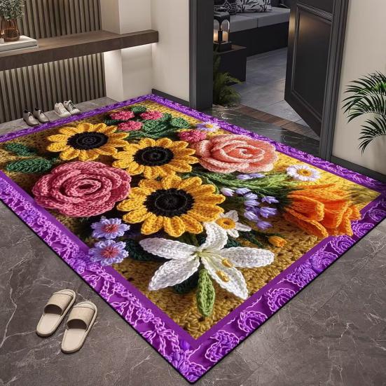 Коврик для пола 3D цветочный узор коврик для ванной комнаты высокоабсорбирующий быстросохнущий нескользящая резиновая основа кухонный душевой коврик для двери прачечной