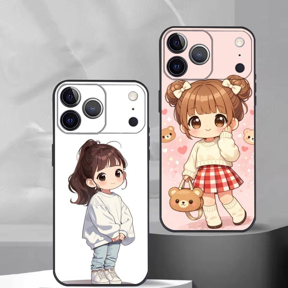 Cute Angry L-Little Girl Phone Case For iPhone 17, 16,15,14,13,12,11 Plus,Pro Max, Others Soft Black Cover