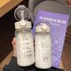 Бутылка для воды с изображением мультфильма и соломинкой, симпатичная пластиковая бутылка для питья, портативная герметичная посуда для питья молока, кофе, чая