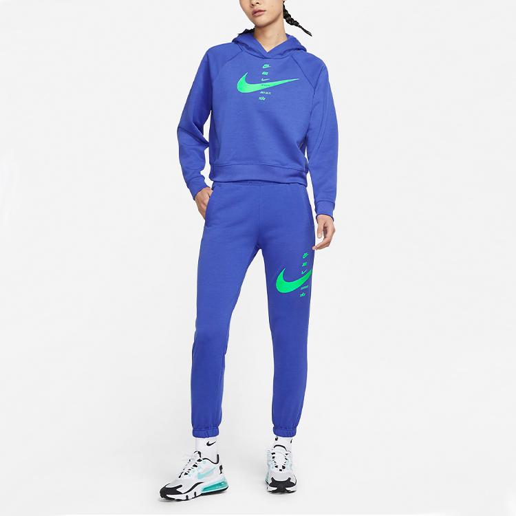 Nike Однотонная толстовка с коротким рукавом и капюшоном, женские топы, синий цвет CU5677-430