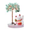 Lucky Cat Base with Natural Tree Beautifully Crafted with 108 Pieces Available In Multiple Vibrant Colors