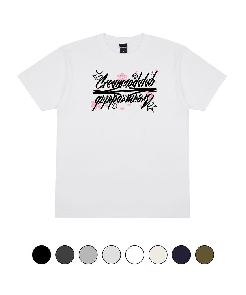 CREAM SODA LAB Crsdel Logo Happiness Spring Short Sleeve T-Shirt (Type A)