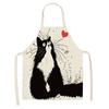 1 Pack Black Cat Pattern Men and Women Suitable for Home Dinner Kitchen Cooking Apron Cleaning Apron Anti-fouling