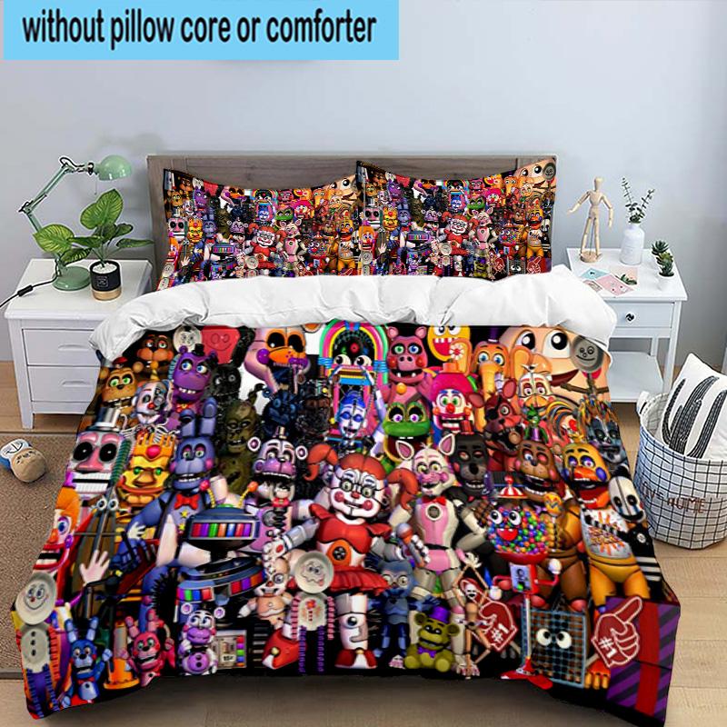 1PC Fnaf Character Collage 3pcs Bedding,Including 1pc Duvet Cover And 2pcs Pillowcases Perfect for Christmas,Ideal for Bedroom, Dormitory