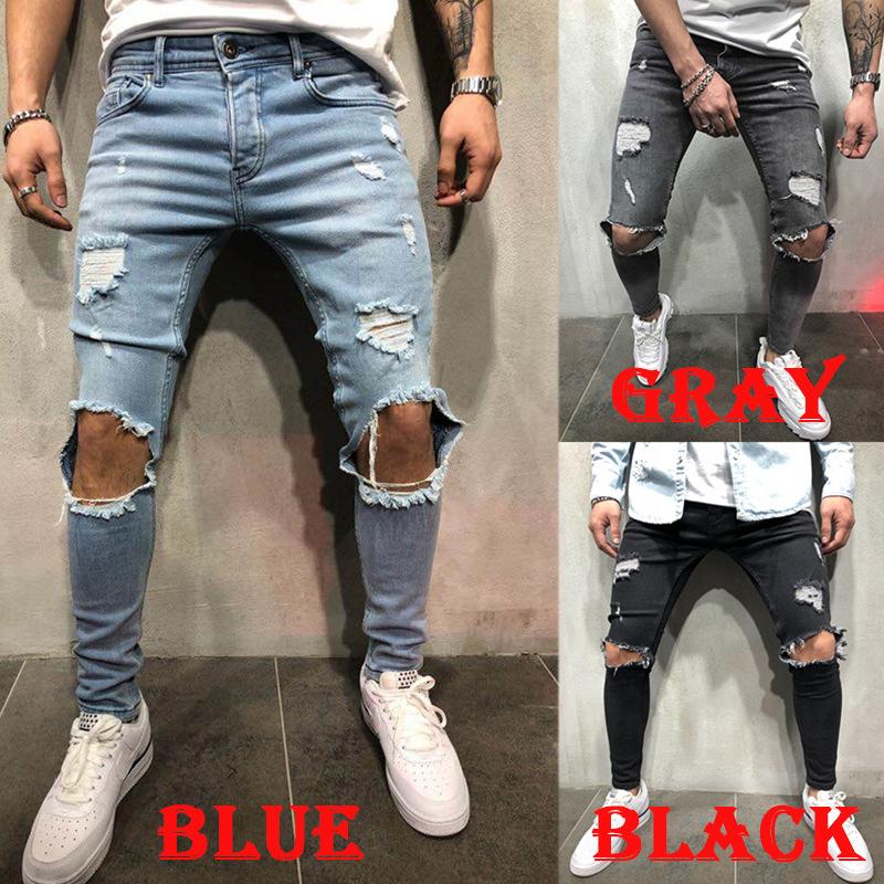 Men's Jeans New Ripped Slim-Fitting Men's Clothing Trousers Men's Clothing Skinny