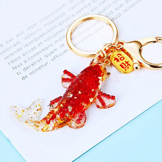 Брелок Золотая рыбка Ручной работы Подвеска Рыбка из натуральной смолы Кольцо для ключей Аксессуары для ключей от сумки, автомобиля Причудливый декор для офиса