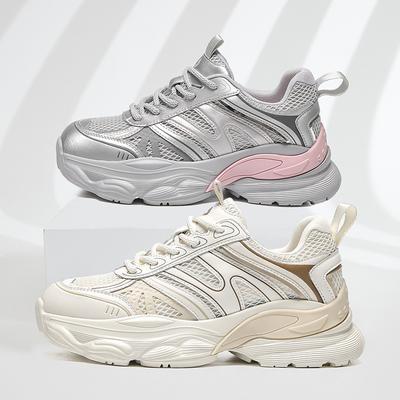 Весенняя спортивная обувь женская 2025 новая женская обувь папина сетчатая дышащая универсальная платформа повседневная цветная беговая обувь