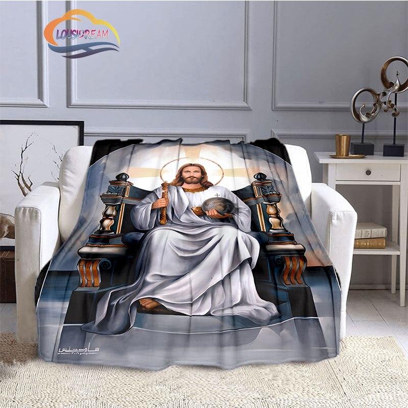 Одеяло с изображением Иисуса Христа, фланелевое теплое мягкое плюшевое одеяло для дивана-кровати, одеяло из серии «Дева Мария и Иисус», религиозное верование