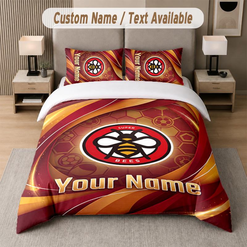 Brentford Football Design Bedding Set Custom Text 1 Duvet Cover & 2 Pillow Cases