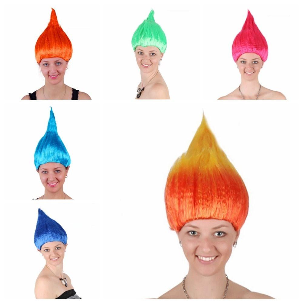 Synthetic Troll Wig Flame Cosplay Party Wig Carnival Halloween Colored Wig Women