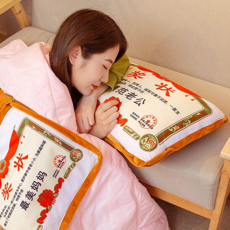 Certificate Air Conditioning Quilt Sleeping Pillow Dual Purpose Mother's Day Teachers' Day Boys and Girls Friends Children Gifts Office Waist Rest