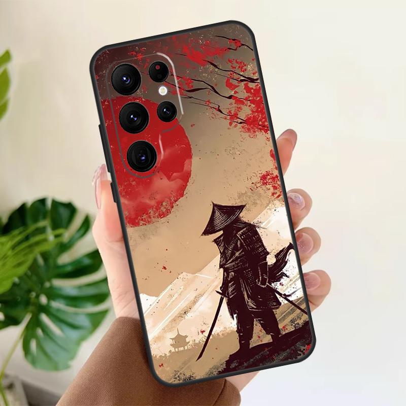 Japan Ninja Samurai Red Sun Soft Case For Samsung Galaxy S21 S22 S23 S24 S25 Ultra S9 S10 Plus S20 FE S24 FE Phone Cover