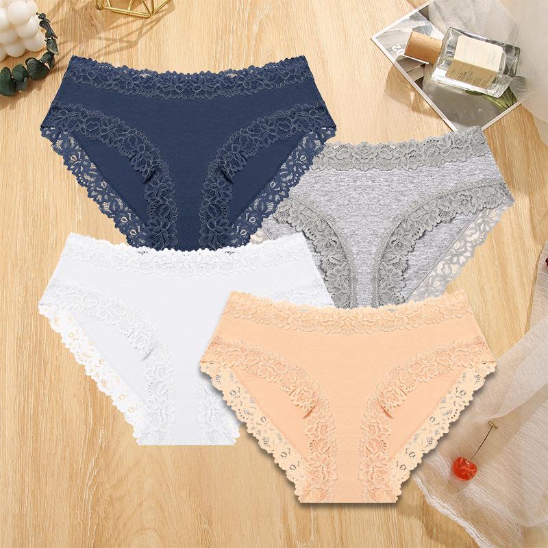 4 шт./компл. женские хлопковые трусики 5 цветов S-XL трусы сексуальные кружевные цветочные трусы женские удобные эластичные нижнее белье