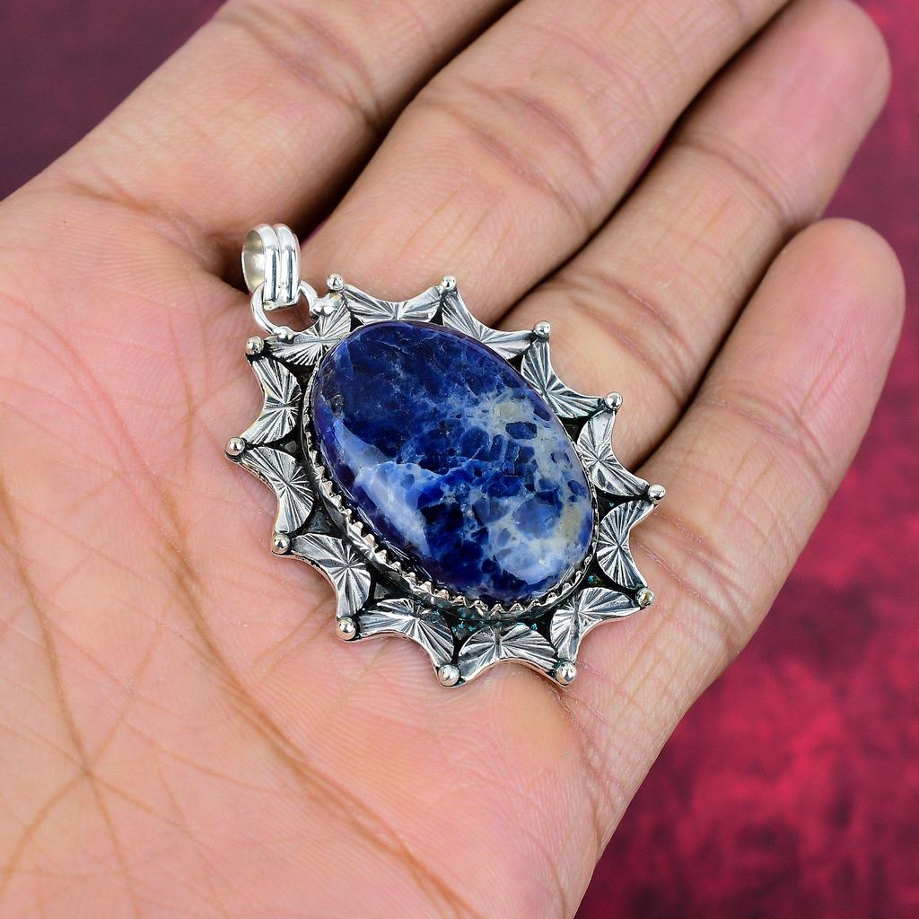 Подвеска с содалитом, драгоценный камень, 925 пробы, серебряное ювелирное украшение, ручная работа, подвеска с камнем по дате рождения, подарок для него