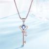Korean Style 18K Silver Plated Necklace with Rose Quartz, Amethyst, Topaz Gem Key Pendant
