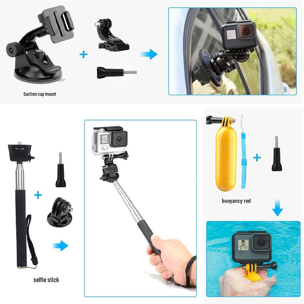 Водонепроницаемый набор аксессуаров для спортивной камеры GoPro 45-в-1 с нагрудным креплением для GoPro DJI Xiaoyi SJCAM